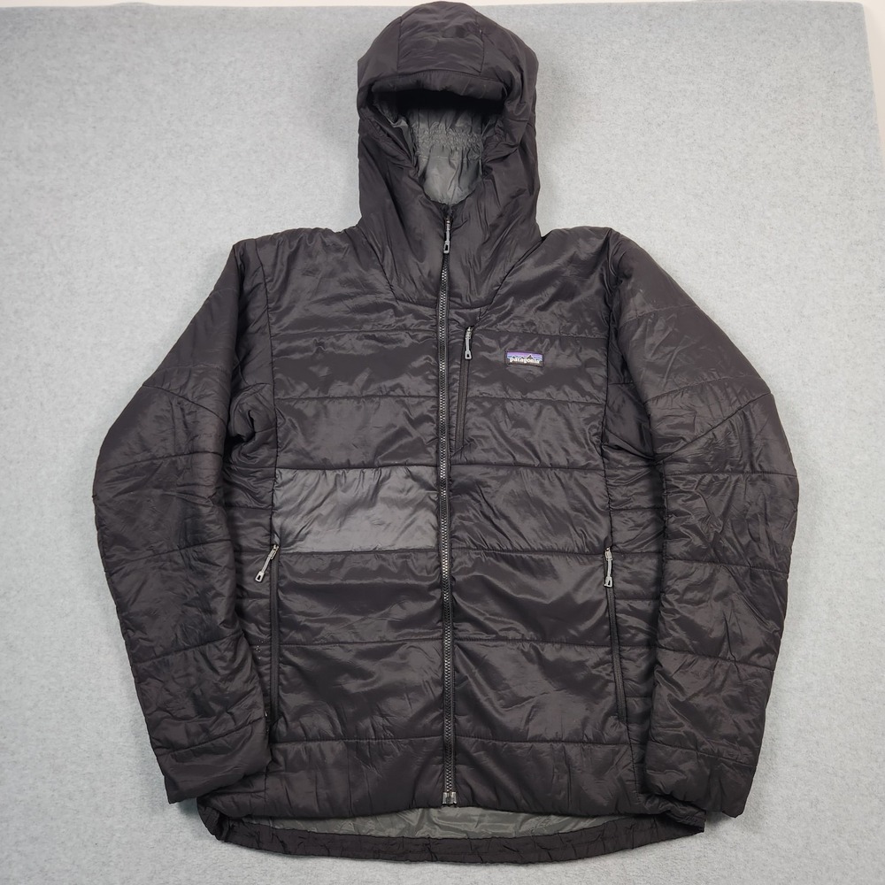 Patagonia Hyper Puff Hoody Mens Large Black Puffer Jacket Coat Hiking Outdoors